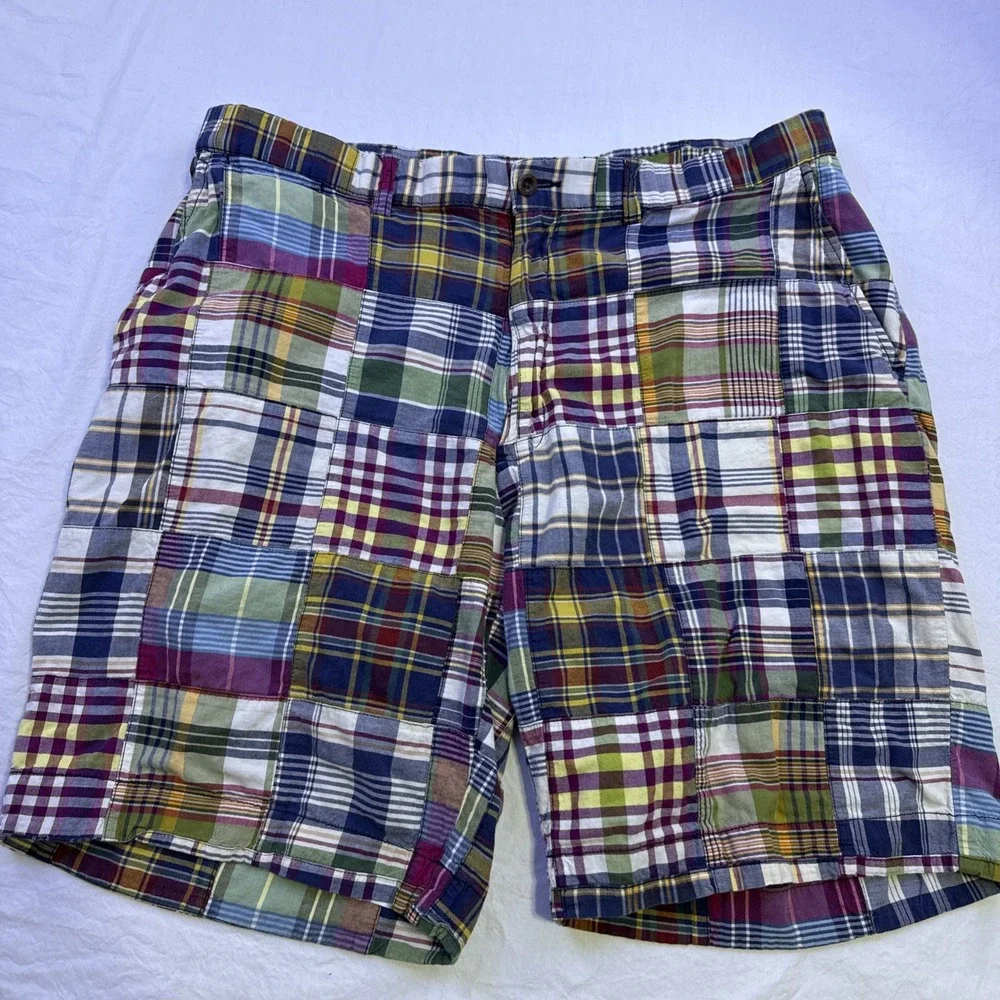 Polo Ralph Lauren Shorts Mens 38 Multicolor Madras Plaid Cargo Pockets Preppy
